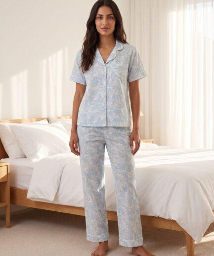 Pijama Ref. Hoja azul conjunto pantalon